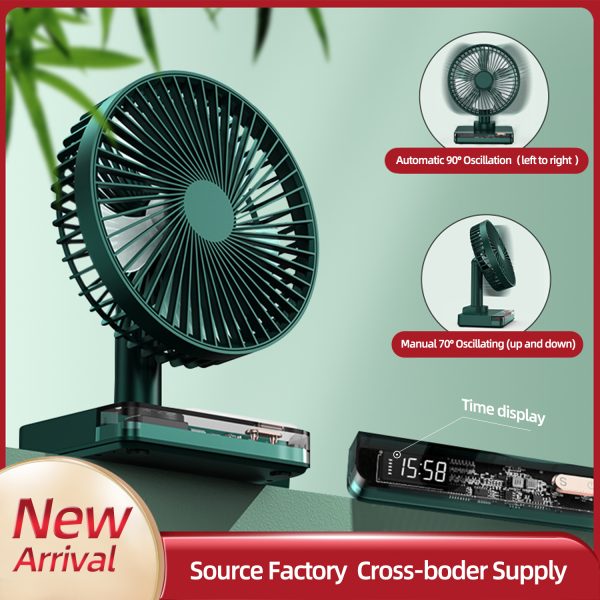 Rechargeable USB Clock Stand Fan DF11-B - Image 2